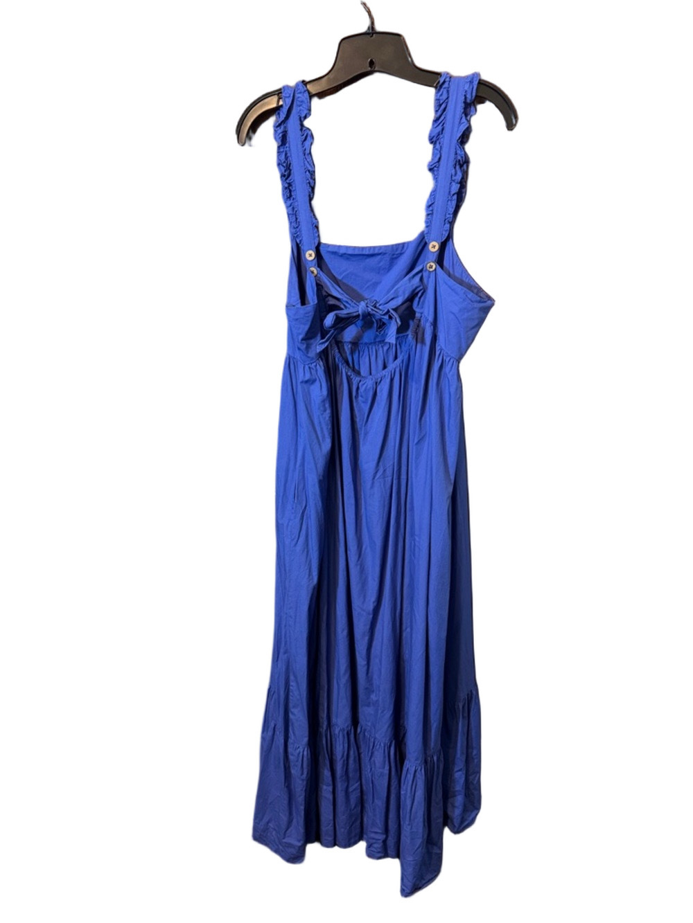 Free People Isabella Ruffled-Strap Square-Neck Maxi Dress in Cobalt Size L - Picture 3 of 3